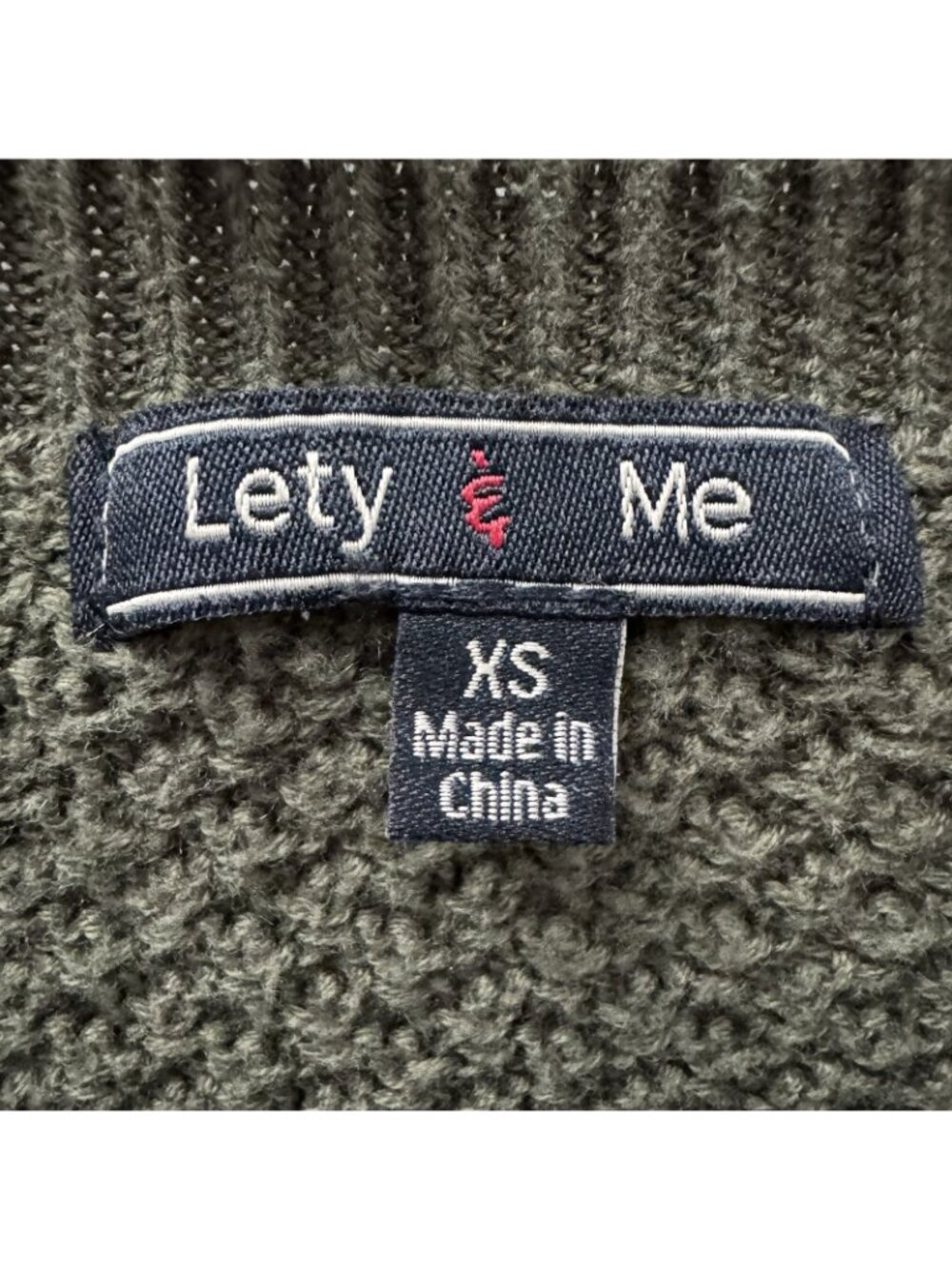 Lety & Me Olive Textured Knit Sweater Elbow Patch Cotton Blend Women’s XS - Picture 4 of 7
